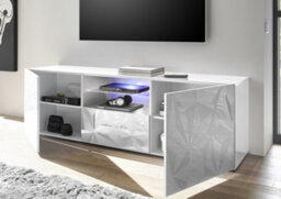 FurniComp LTD Funicomp Evora 2 Door 1 Drawer White Gloss Large Tv Stand - thumbnail 2