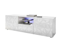 FurniComp LTD Funicomp Evora 2 Door 1 Drawer White Gloss Large Tv Stand - thumbnail 3