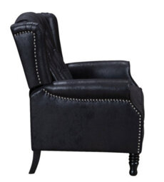 Faux Leather Suede Black Manual Recliner Wingback Chair - thumbnail 5