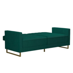 Novogratz Skylar Sofa Bed In Velvet Green - thumbnail 3