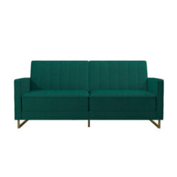 Novogratz Skylar Sofa Bed In Velvet Green - thumbnail 2