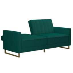 Novogratz Skylar Sofa Bed In Velvet Green - thumbnail 4