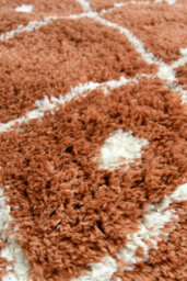 Melrose Shaggy Nomadic Orange White Patterned Lines Indoor Large Area Rug 160/230Cm - thumbnail 3