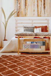 Melrose Shaggy Nomadic Orange White Patterned Lines Indoor Large Area Rug 160/230Cm - thumbnail 2