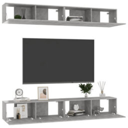 Berkfield Tv Cabinets 4 Pcs Concrete Grey 100X30X30 Cm Engineered Wood - thumbnail 3