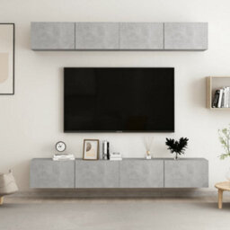 Berkfield Tv Cabinets 4 Pcs Concrete Grey 100X30X30 Cm Engineered Wood - thumbnail 1