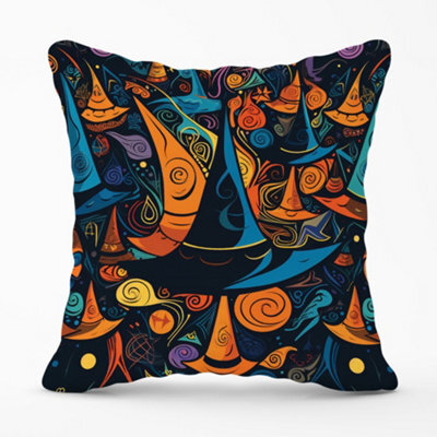 Warren Reed Designer Imaginative Abstract Witches Hats Cushions 45Cm X 45Cm