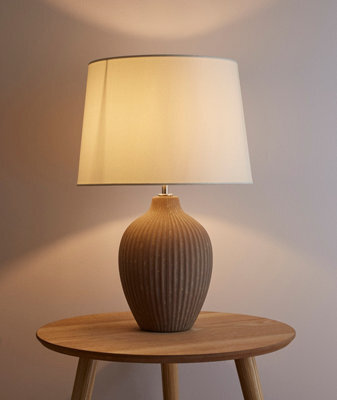 K Living Nora 51Cm Brown Ceramic Table Lamp With Cream Shade Tall Table Lamp With Lampshade - image 1