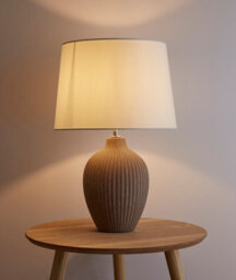 K Living Nora 51Cm Brown Ceramic Table Lamp With Cream Shade Tall Table Lamp With Lampshade - thumbnail 1