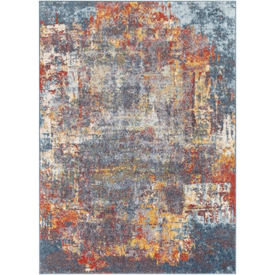Livabliss Ankara-Abstract Blue Beige Modern Marble Living Dining Bedroom Rug 140 X 200 Cm Easy Care, Non Shedding - image 1