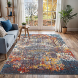 Livabliss Ankara-Abstract Blue Beige Modern Marble Living Dining Bedroom Rug 140 X 200 Cm Easy Care, Non Shedding - thumbnail 2