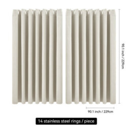 Thehotsale Beige 229Cm W Solid Colour Grommet Top Polyester 100% Blackout Curtains Pair - thumbnail 9