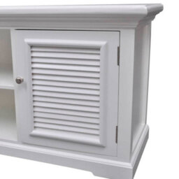 Walplus Modern Tv Stand Cabinet White Wood Tv Unit With Four Shelves Sturdy Mdf And Pine Wood - thumbnail 5