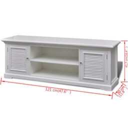 Walplus Modern Tv Stand Cabinet White Wood Tv Unit With Four Shelves Sturdy Mdf And Pine Wood - thumbnail 6