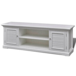 Walplus Modern Tv Stand Cabinet White Wood Tv Unit With Four Shelves Sturdy Mdf And Pine Wood - thumbnail 2