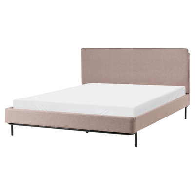 Beliani Bed Fabric Corio 160 X 200 Cm (Eu King Size) Taupe - image 1