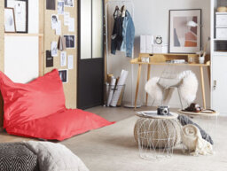 Beliani Bean Bag Cover Fuzzy 180 Cm 140 Cm Red - thumbnail 2