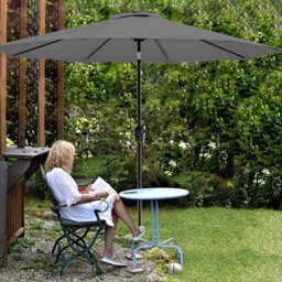 3M 8 Ribs Gray Patio Parasol Tilt Sun Shade Umbrella - thumbnail 3