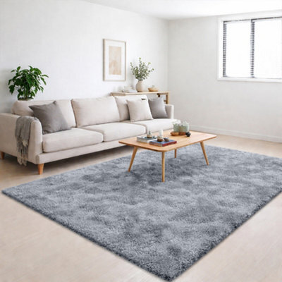 Bedlooms Grey Non-Slip Shaggy Rug 120X170Cm, Modern Area Rug Living Room Bedroom Hall Rugs