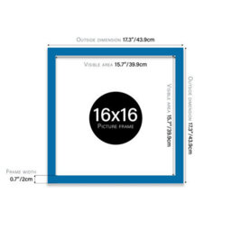 16X16 Blue Picture Frame (40.6 X 40.6Cm) Poster, Photo, Artwork, Gallery Wall Or Print - thumbnail 3