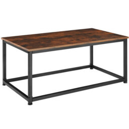 Tectake Coffee Table - Rectangular With Height-Adjustable Plastic Feet  -  Industrial Wood Dark, Rustic - thumbnail 1