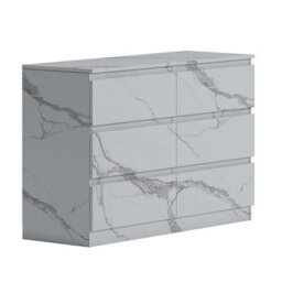 Zita White Marble Effect 6 Drawer Chest - Wide Storage Unit, (L) 40Cm X (W) 112Cm X (H) 75Cm, Stylish Bedroom Storage - thumbnail 4