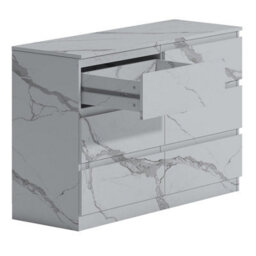 Zita White Marble Effect 6 Drawer Chest - Wide Storage Unit, (L) 40Cm X (W) 112Cm X (H) 75Cm, Stylish Bedroom Storage - thumbnail 6