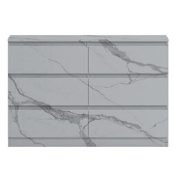 Zita White Marble Effect 6 Drawer Chest - Wide Storage Unit, (L) 40Cm X (W) 112Cm X (H) 75Cm, Stylish Bedroom Storage - thumbnail 3