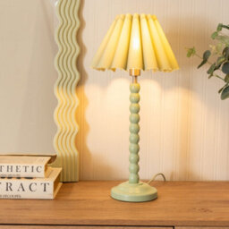 Valuelights Bobbins Sage Green Table Lamp With Sage Green Scallop Tapered Lamp Shade And Led Bulb