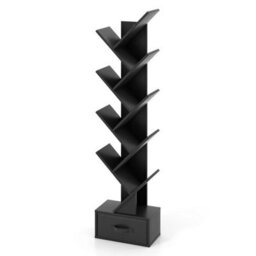 10 Tiers Bookshelf Display Bookcase Tree Shaped Storage Rack Shelves With Drawer - thumbnail 3