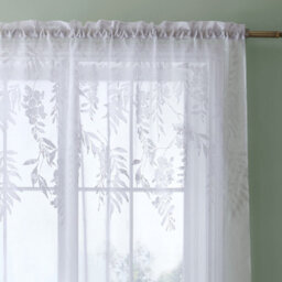 Catherine Lansfield Wisteria Floral 55X48 Inch Voile Panel White - thumbnail 2