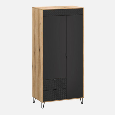 Heze Furniture Bellano 2 Door Wardrobe - Evok Oak / Black - image 1