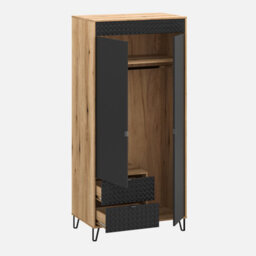 Heze Furniture Bellano 2 Door Wardrobe - Evok Oak / Black - thumbnail 2