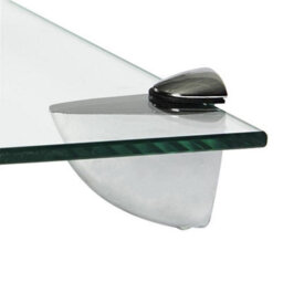 Harbour Housewares 2X Rounded Floating Glass Shelves - 50Cm - Silver Brackets - Bathroom Shower Storage Vanity Display Unit Shelf - thumbnail 7