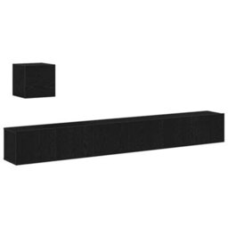 Berkfield 4 Piece Tv Unit Set In Black Oak, Engineered Wood. - thumbnail 2