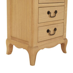 The Furniture Market French Chateau Oak Bedside Table 3 Drawer Solid Nightstand Cabriole Legs Antique Bronze Handles Natural Whitewash Finish - thumbnail 7