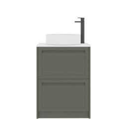 Royal Bathrooms Royal Bathroom Elmore 600mm Matt Green Freestanding Vanity Unit 2 Drawer With Plain White Worktop & No Basin - thumbnail 7