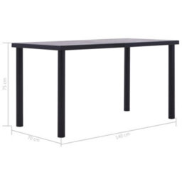 Berkfield Dining Table Black And Concrete Grey 140X70X75 Cm Mdf - thumbnail 5