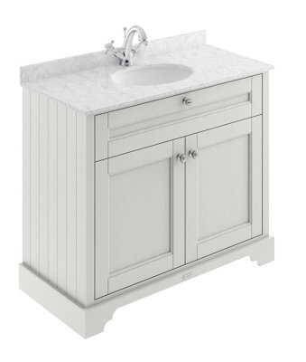 Hudson Reed Floor Standing 2 Door Traditional Vanity Unit With 1 Tap Hole Grey Marble Top & Basin, Timeless Sand, 1020 X 470 mm - image 1