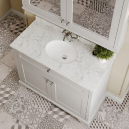 Hudson Reed Floor Standing 2 Door Traditional Vanity Unit With 1 Tap Hole Grey Marble Top & Basin, Timeless Sand, 1020 X 470 mm - thumbnail 3