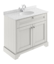 Hudson Reed Floor Standing 2 Door Traditional Vanity Unit With 1 Tap Hole Grey Marble Top & Basin, Timeless Sand, 1020 X 470 mm