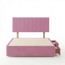 Adore Designs Portland Plush Velvet Divan Bed, Headboard - 4Ft6 Double - Pink - 4 Drawers - thumbnail 3