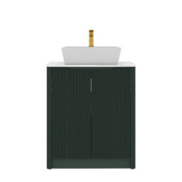 Royal Bathrooms Avenza 700mm Deep Moss Green Floor Standing Bathroom Vanity Unit 2 Door With Cube Basin - thumbnail 6