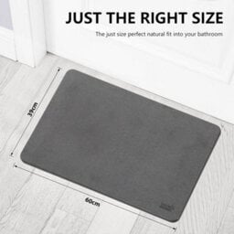 Stone Bath Mat Diatomaceous Earth Non Slip Bathroom Mat Quick Dry Absorbent Shower Floor Mat Dark Grey - thumbnail 2