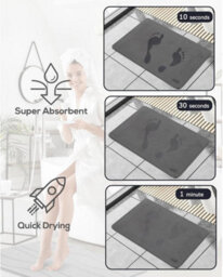 Stone Bath Mat Diatomaceous Earth Non Slip Bathroom Mat Quick Dry Absorbent Shower Floor Mat Dark Grey - thumbnail 3