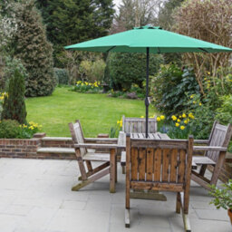 Glamhaus Garden Parasol Table Umbrella 2.7M With Crank Handle, Uv40 Protection, Includes Protection Cover, Robust Steel - Green - thumbnail 5