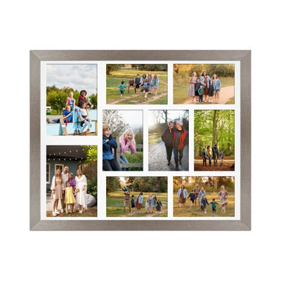AK Frames 20X16 Aluminum Modern Multi Photo Frame With White Mount - Holds 9 Apertures (2X) 7X5, (7X) 6X4 Photos - image 1