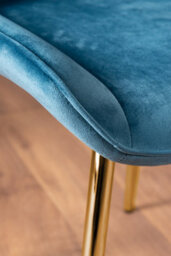 Furniturebox Andria White Marble Effect & Gold Leg Dining Table & 6 Blue Pesaro Gold Leg Velvet Dining Chairs - thumbnail 6