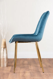 Furniturebox Andria White Marble Effect & Gold Leg Dining Table & 6 Blue Pesaro Gold Leg Velvet Dining Chairs - thumbnail 4