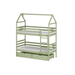 Arte Olive Wooden Bunk Bed Alex With Storage W198Cm - Trendy Bunk Bed With Drawers & Mattresses - thumbnail 1